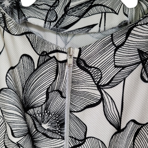 Danny & Nicole Sz 18 Black & White Floral Sleeveless Dress. Fit & Flare, Keyhole - Picture 8 of 12